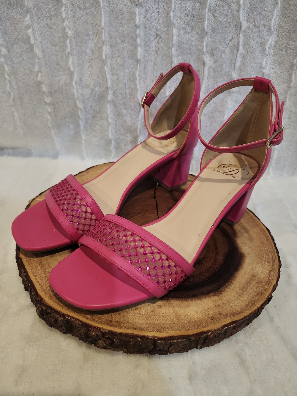 Delicious Hot Pink Ankle-Strap Block Heel Sandals